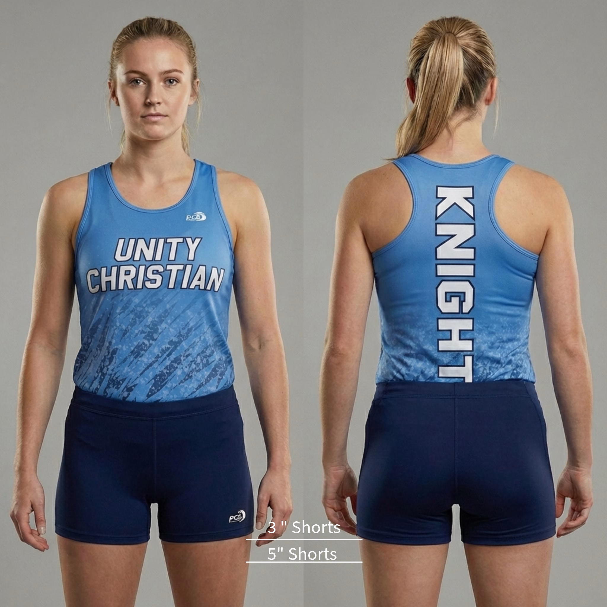 Track and field/cross country women's tight-fit shorts in 3" and 5" inseam.